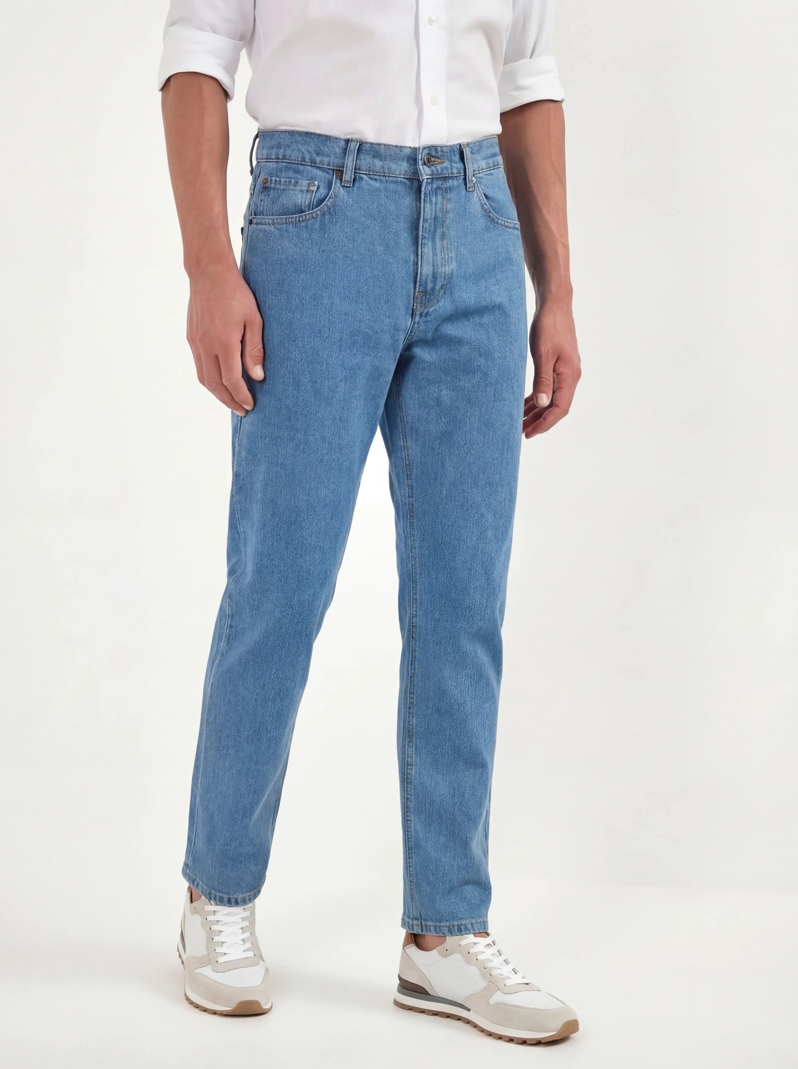 Light Straight Jeans Candiani Cotton Made In Italy