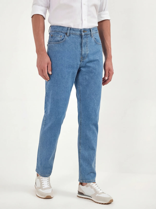 Light blue straight jeans - Candiani cotton - Made in Italy