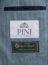 Water Green Herringbone Jacket In Wool Silk And Linen Made In Italy