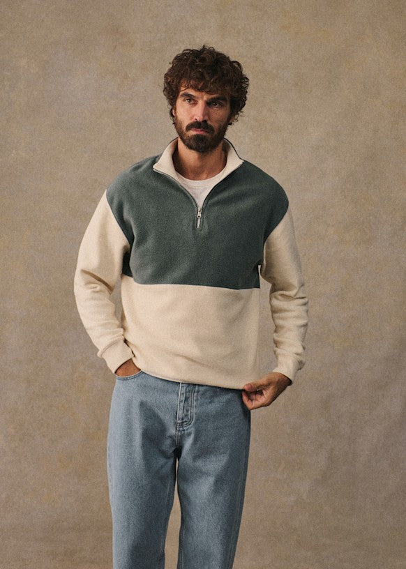 Bainton Sweatshirt - Ecru / Steel Blue