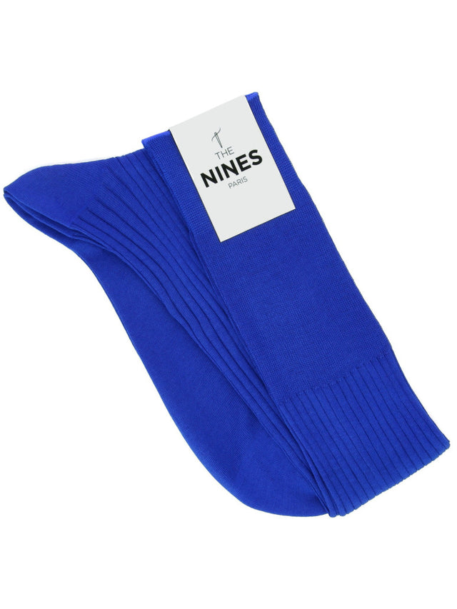 Cotton lisle knee socks in electric blue