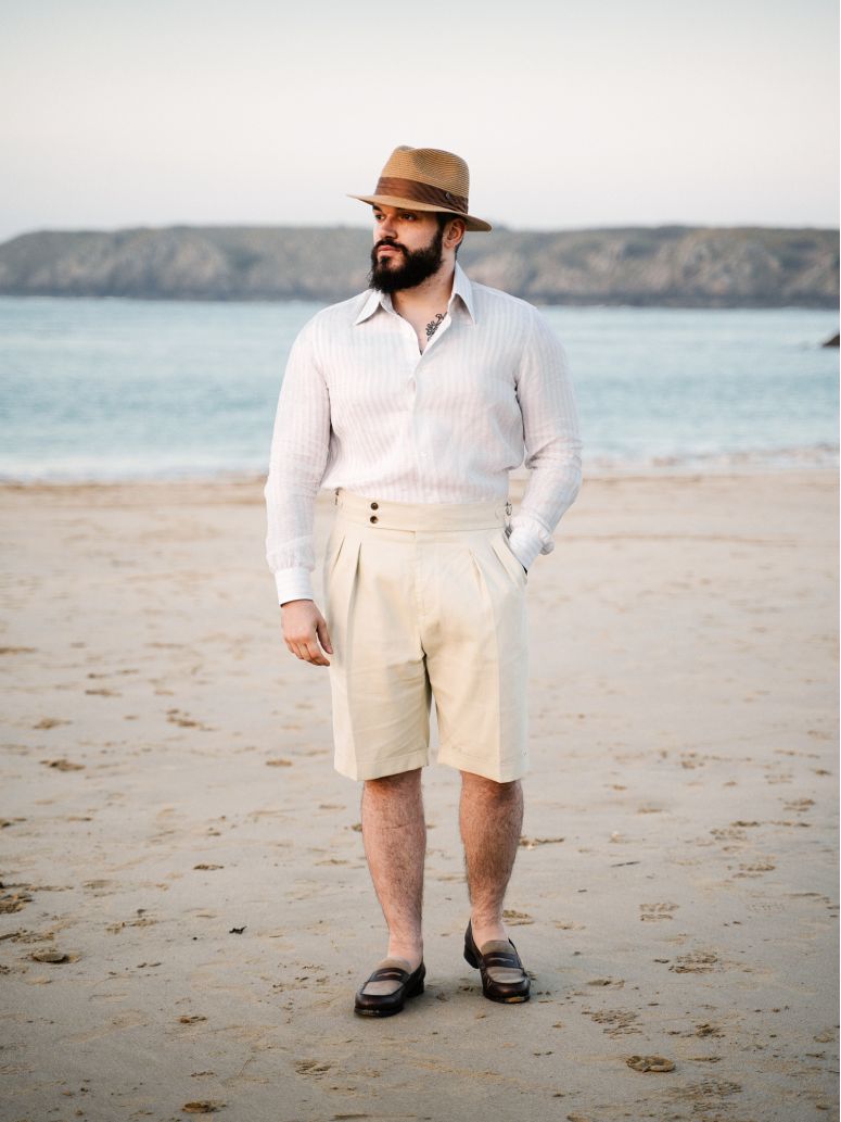 High Waist Beige Shorts Litha