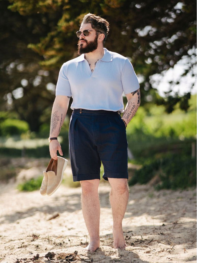 High-Waisted Navy Blue Shorts - Litha