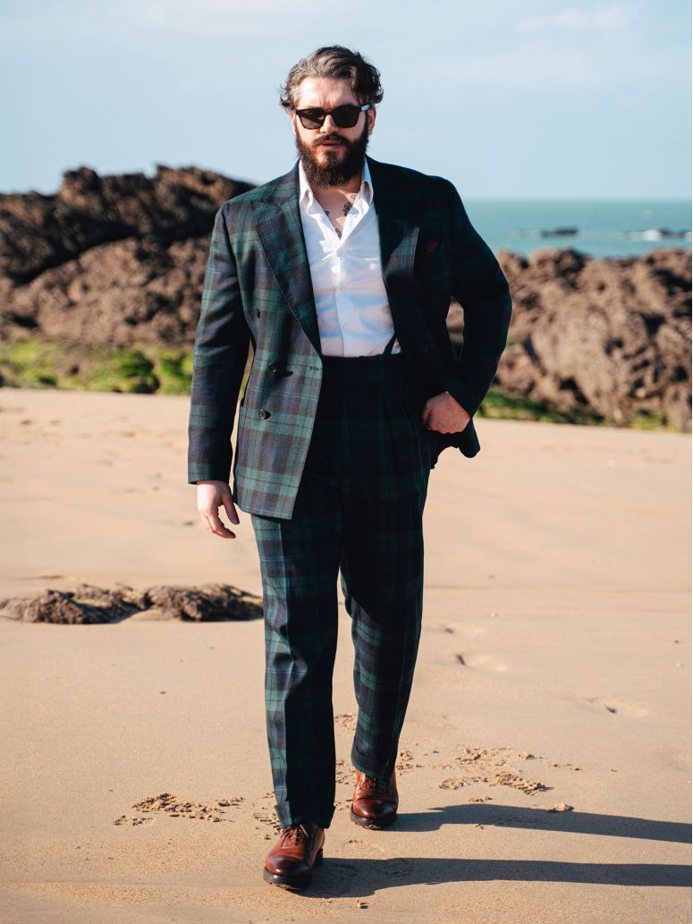 High Waisted Trousers With Tartan Pattern Glaz