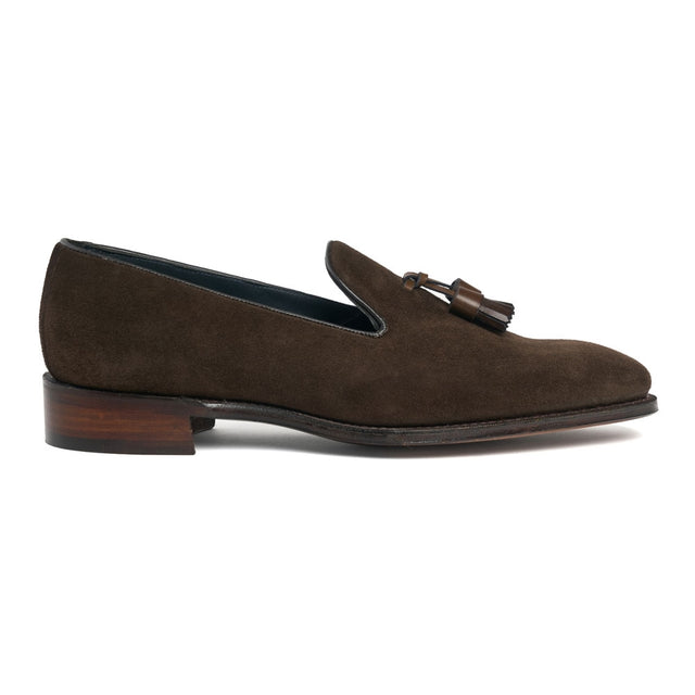 Highgrove II Wholecut Tassel Loafer in Bitter Chocolate Suede