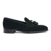 Highgrove II Wholecut Tassel Loafer in Black Suede