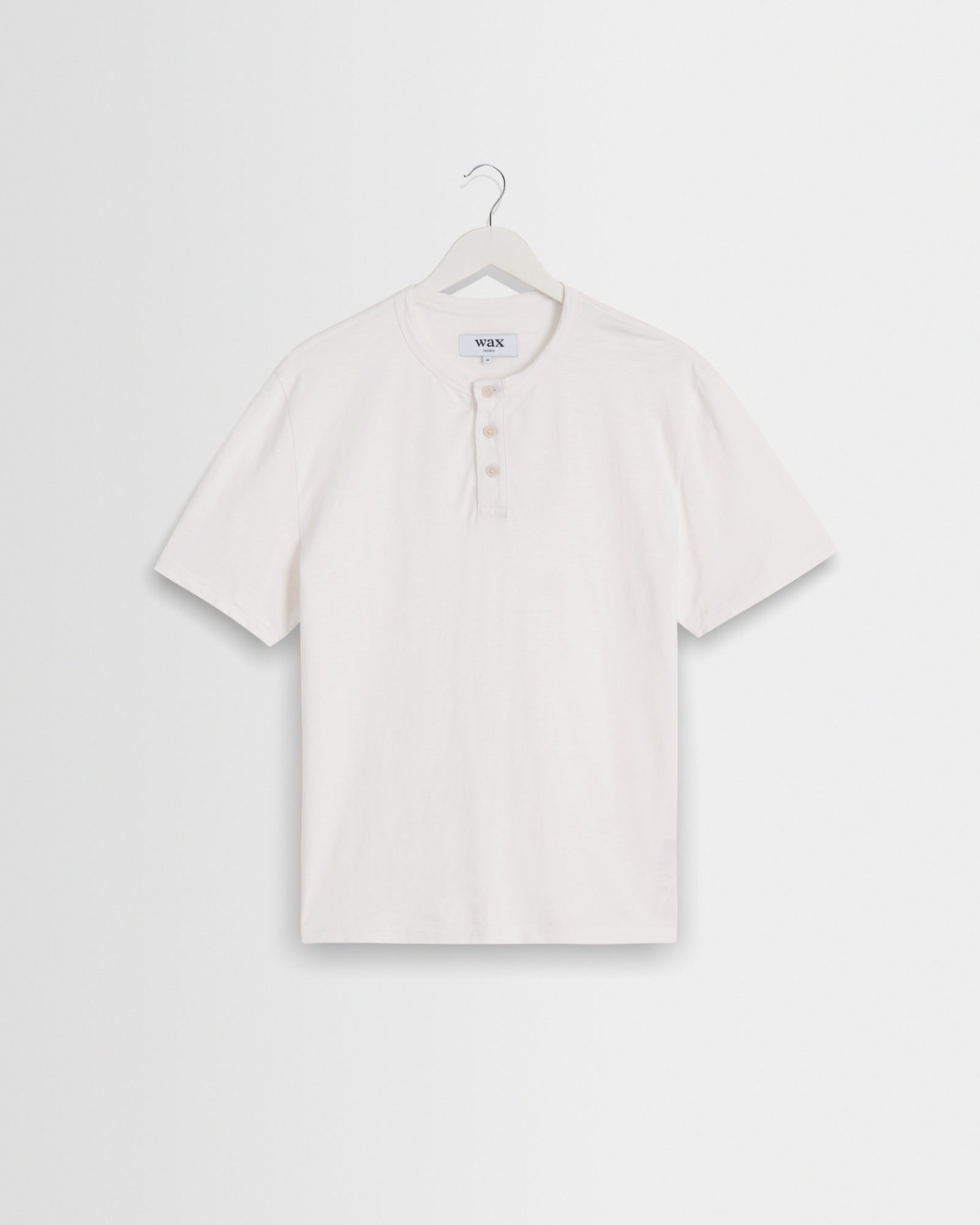 Hill Off White Slub Organic Cotton Henley T Shirt