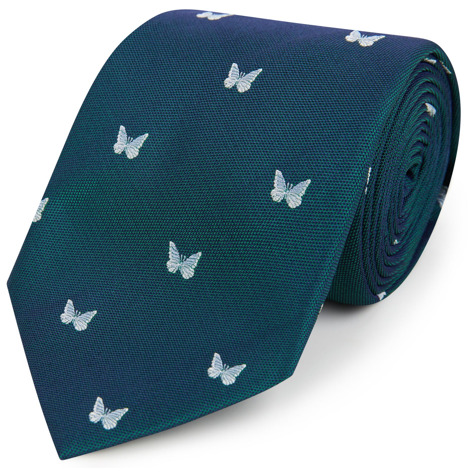 Green Butterfly Woven Silk Tie