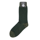 Houndstooth Green Merino Wool Socks