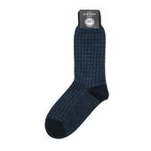 Houndstooth Navy Merino Wool Socks
