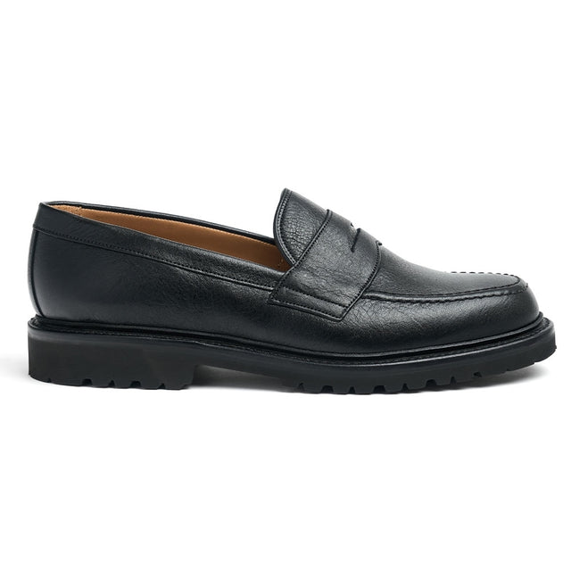 Howard GV Penny Loafer in Black Kudu Leather