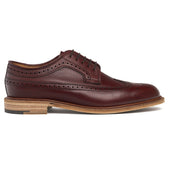 Hoxton EF Long Wing Derby Brogue in Burgundy Hatched Grain Leather