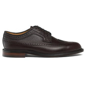 Hoxton EF Long Wing Derby Brogue in Dark Brown Hatched Grain Leather