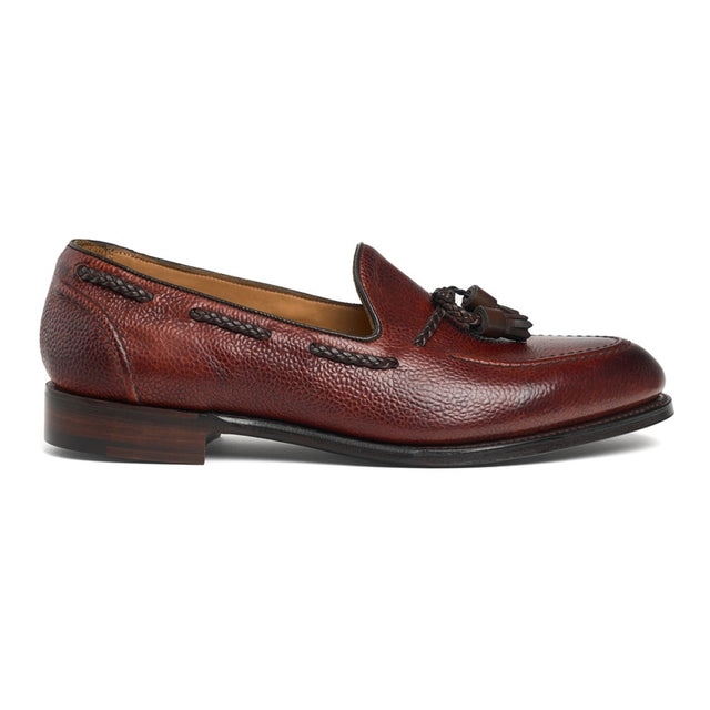 Hubert II EF Tassel Loafer in Mahogany Grain Leather