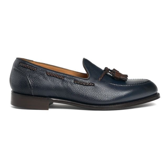 Hubert II EF Tassel Loafer in Navy Grain Leather