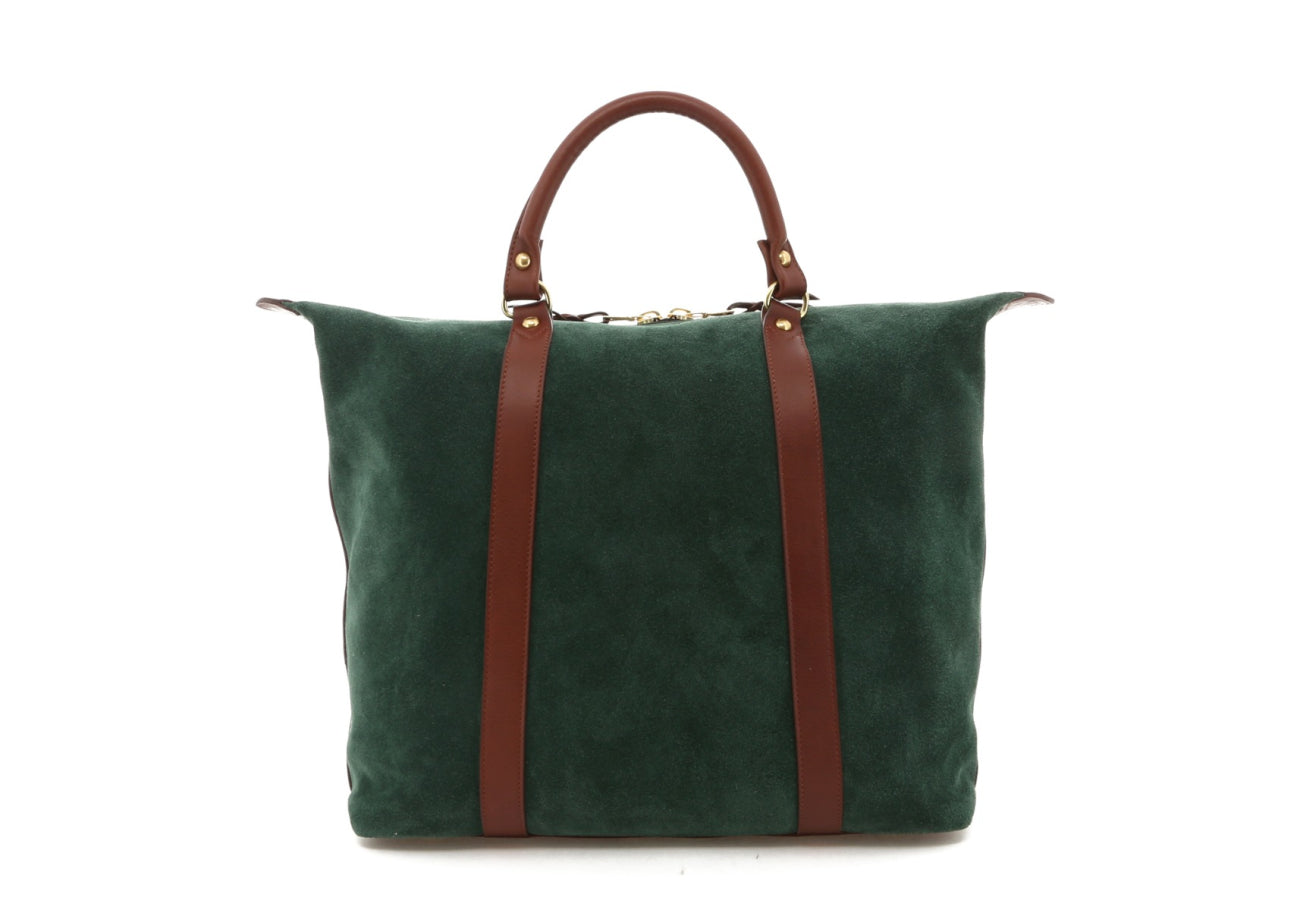 Hampton Tote - Hunter Green/Chestnut Trim - Suede