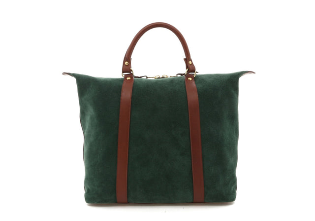 Hampton Tote - Hunter Green/Chestnut Trim - Suede