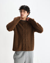 Hyatt Brush Cable Knit Crewneck Jumper
