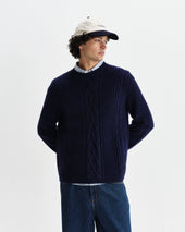 Hyatt Brush Cable Knit Crewneck Jumper