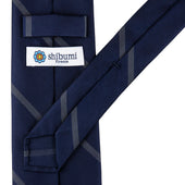 Japanese Repp Stripe Silk Tie Midnight Grey