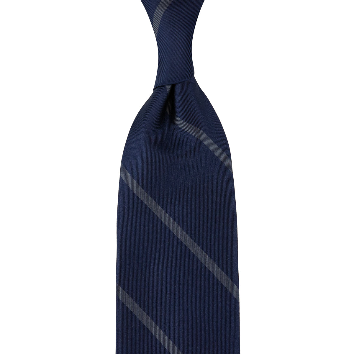 Japanese Repp Stripe Silk Tie Midnight Grey