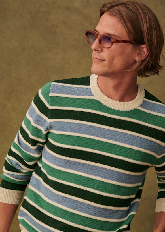 Bedford Sweater Ecru Green Blue