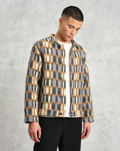 Iggy Beige And Blue Ombre Grid Jacket