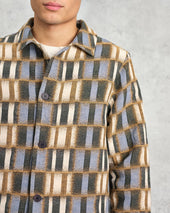 Iggy Beige And Blue Ombre Grid Jacket