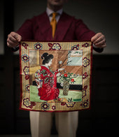 Ukiyo E Silk Pocket Square Ikebana I 40x40cm