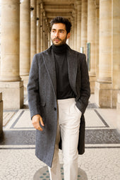 Manteau en alpaga & laine gris