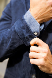 Veste Saharienne En Daim Bleu