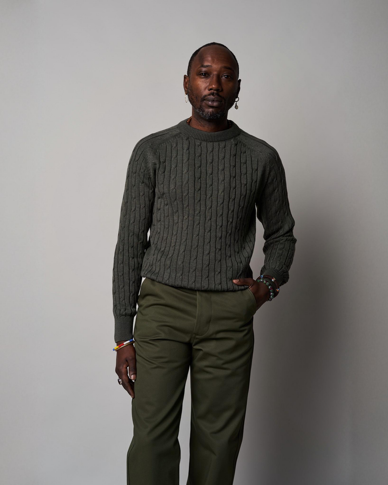 Kn02 Cable Knit Jumper Green