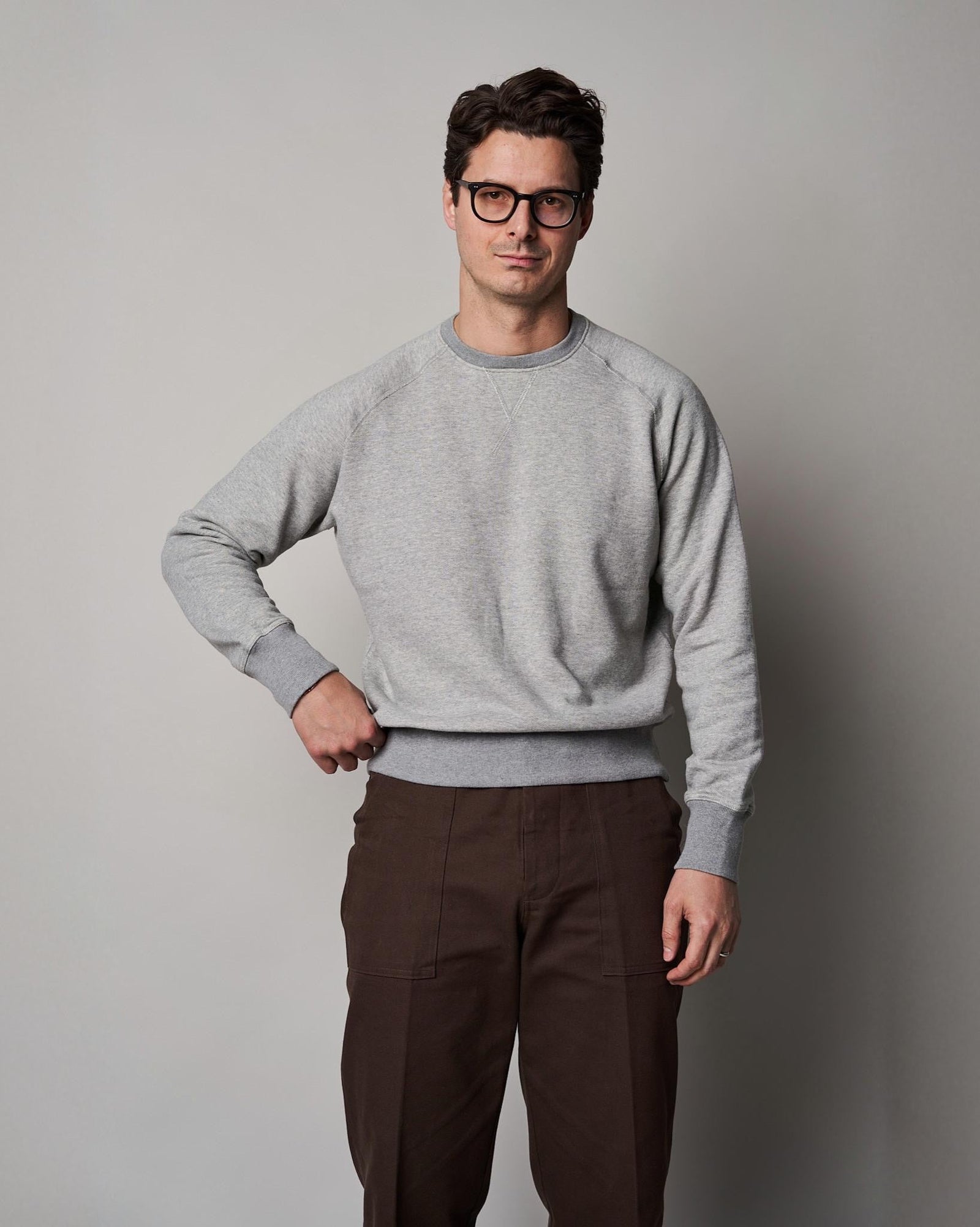 Sw60 Raglan Loopback Sweater Grey Marle