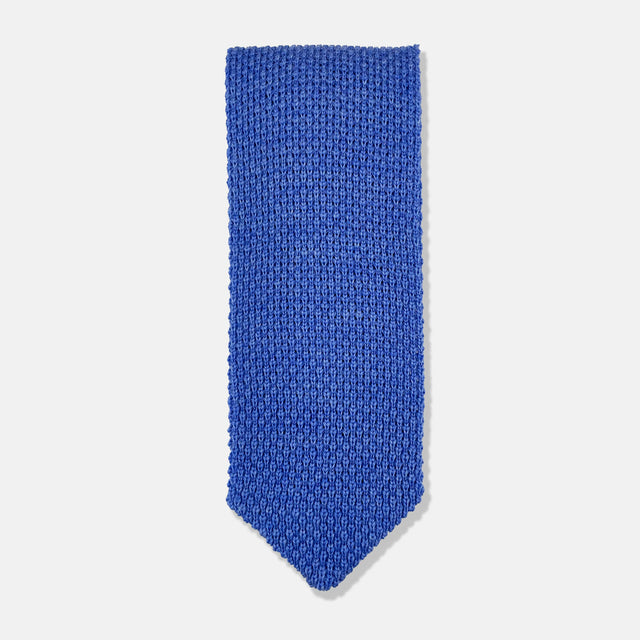 Wool Knitted Tie in Azure Blue