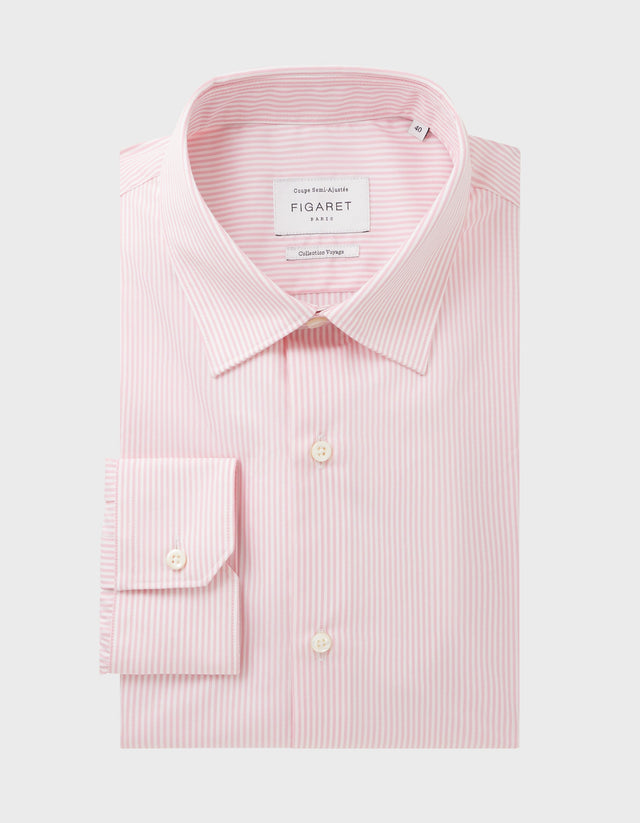 Chemise Semi-ajustée Voyage rayée rose