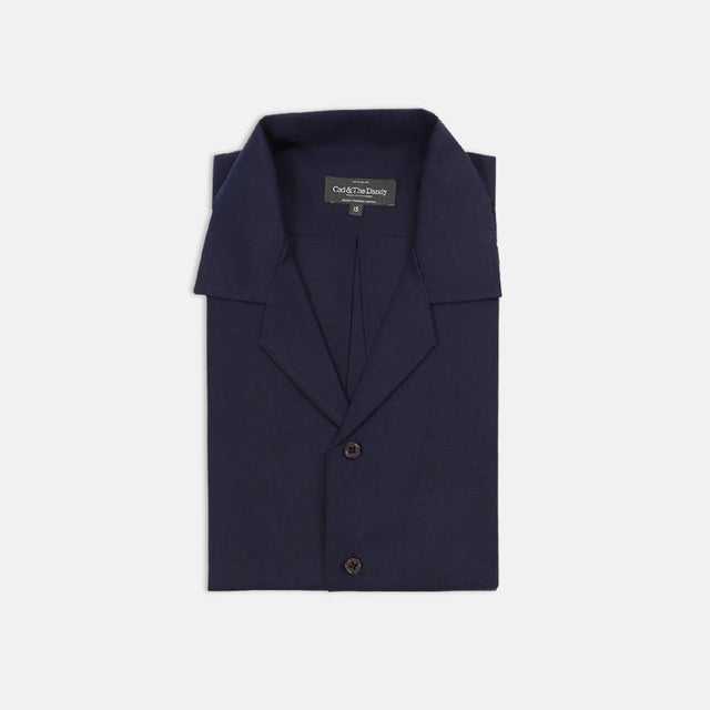 Riviera Collar Shirt in Navy Linen