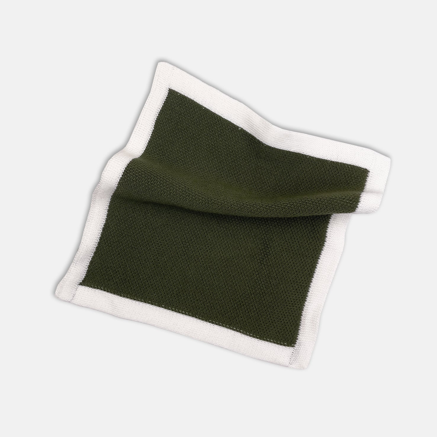 Knitted Cotton Pocket Square In Green