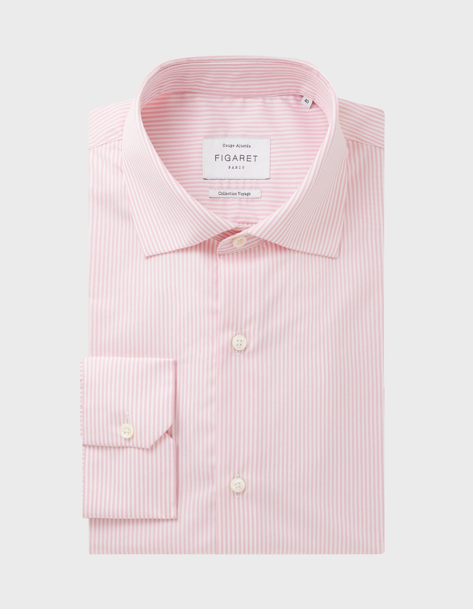 fitted Pink striped easy-iron shirt
