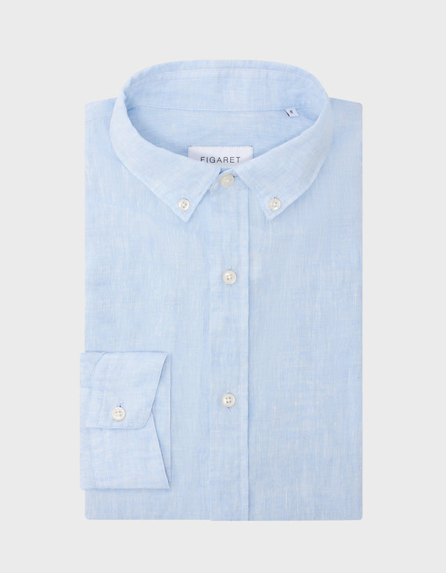 Gaspard shirt in light blue linen