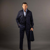 Flat Front Trouser In Stretch Cotton Twill