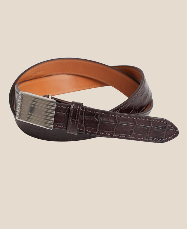 ENGINE TURNED SLIDE BUCKLE BELT