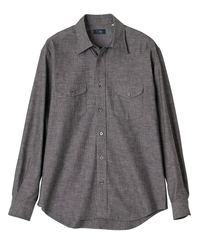 Casual Shirt Double Pocket Black Chambray