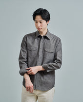 Casual Shirt Double Pocket Black Chambray