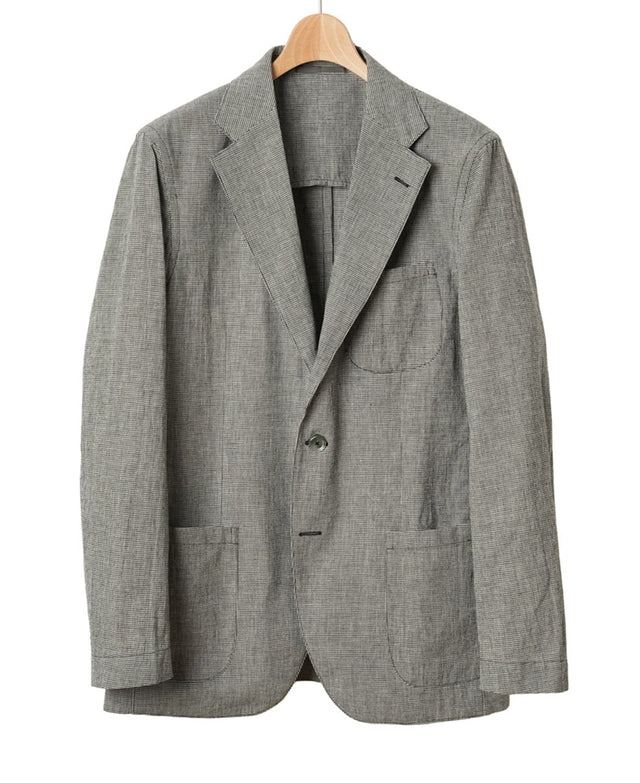 Lightweight Cotton Linen Jacket Gingham Check
