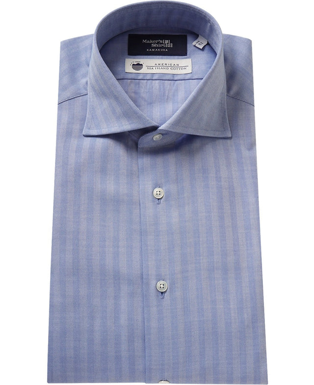 TOKYO SLIM FIT - Italian Spread Sea Island Cotton Herringbone