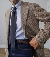 Crunchy Silk Knit Tie Blue Mottled