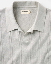 The Valencia Sweater Polo In Heather Grey Rib