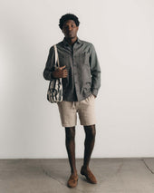 The Apres Short in Heather Oat Crepe