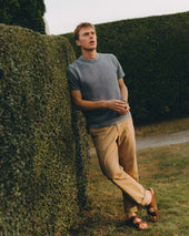 The Organic Cotton Short Sleeve Crew In Washed Blue Waffle