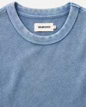 The Organic Cotton Short Sleeve Crew In Washed Blue Waffle